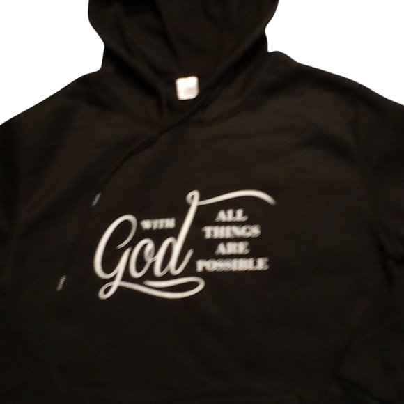 Christian Clothing -NWOT, 1 Drawstring Hoodie "With God All Things Are Possible" - Picture 6 of 14